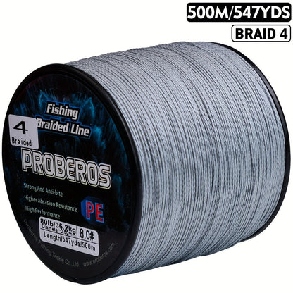 Braided Fishing Line 4 Strand 500M/547Yds – Abrasion Resistant Zero Stretch Superline 6LB-80LB, Multi-Color, Gray/Green/Camo