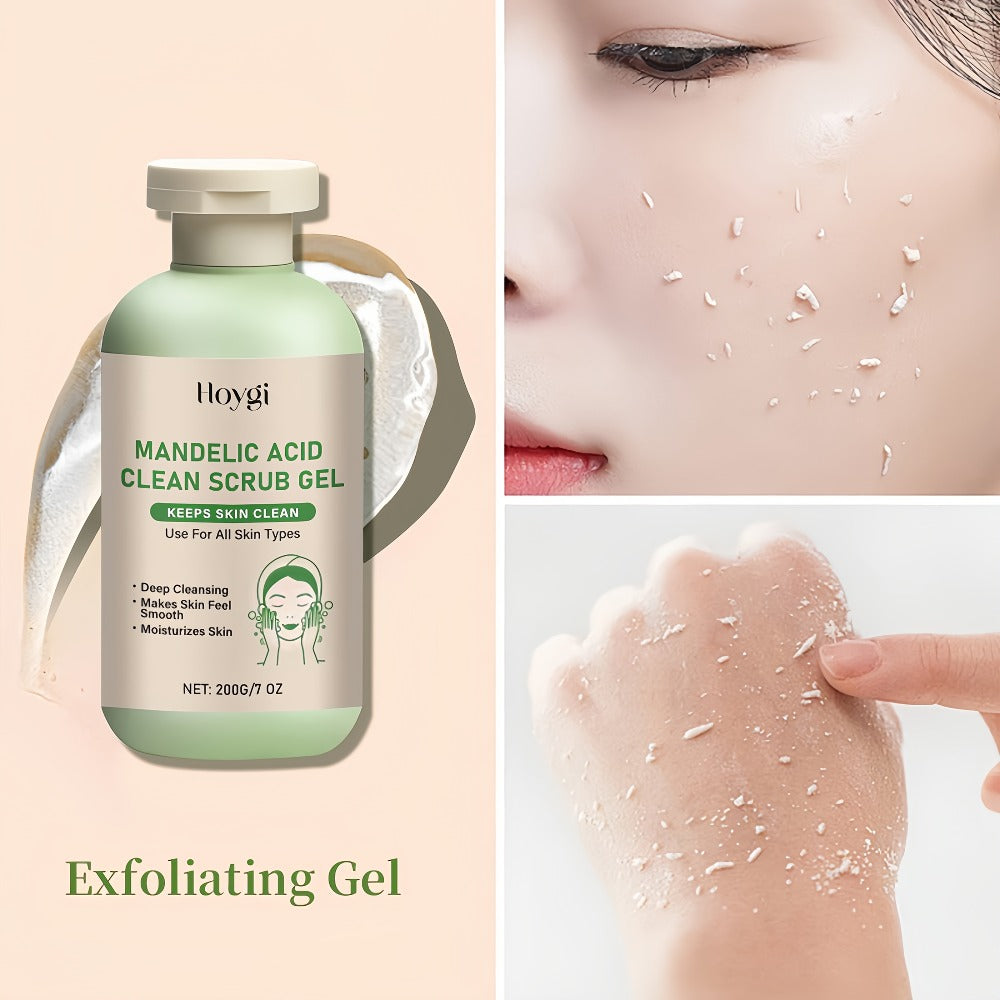 Mandelic Acid AHA Exfoliating Gel & Five-Finger Mud Scrubber Glove 2-Piece Set for Bath Time, Home Spa and Personal Care