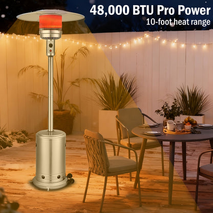 Patio Heater, Propane Outdoor Standing Stainless Steel Garden Party for Garden, Patio and Yard Use