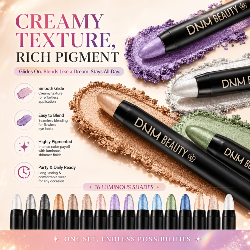 Highly Pigmented Eyeshadow Stick Set 16 Colors Waterproof Matte & Shimmer Eye Makeup Pencil Kit