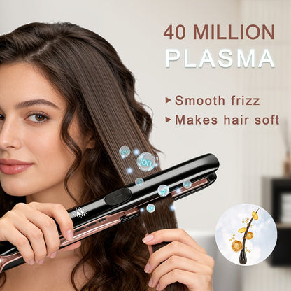 Ceramic Ionic Flat Iron Hair Straightener & Curler 2-in-1 Plasma Anti-Static 260°C 500°F LCD, for Home, Travel and Salon Hair Styling