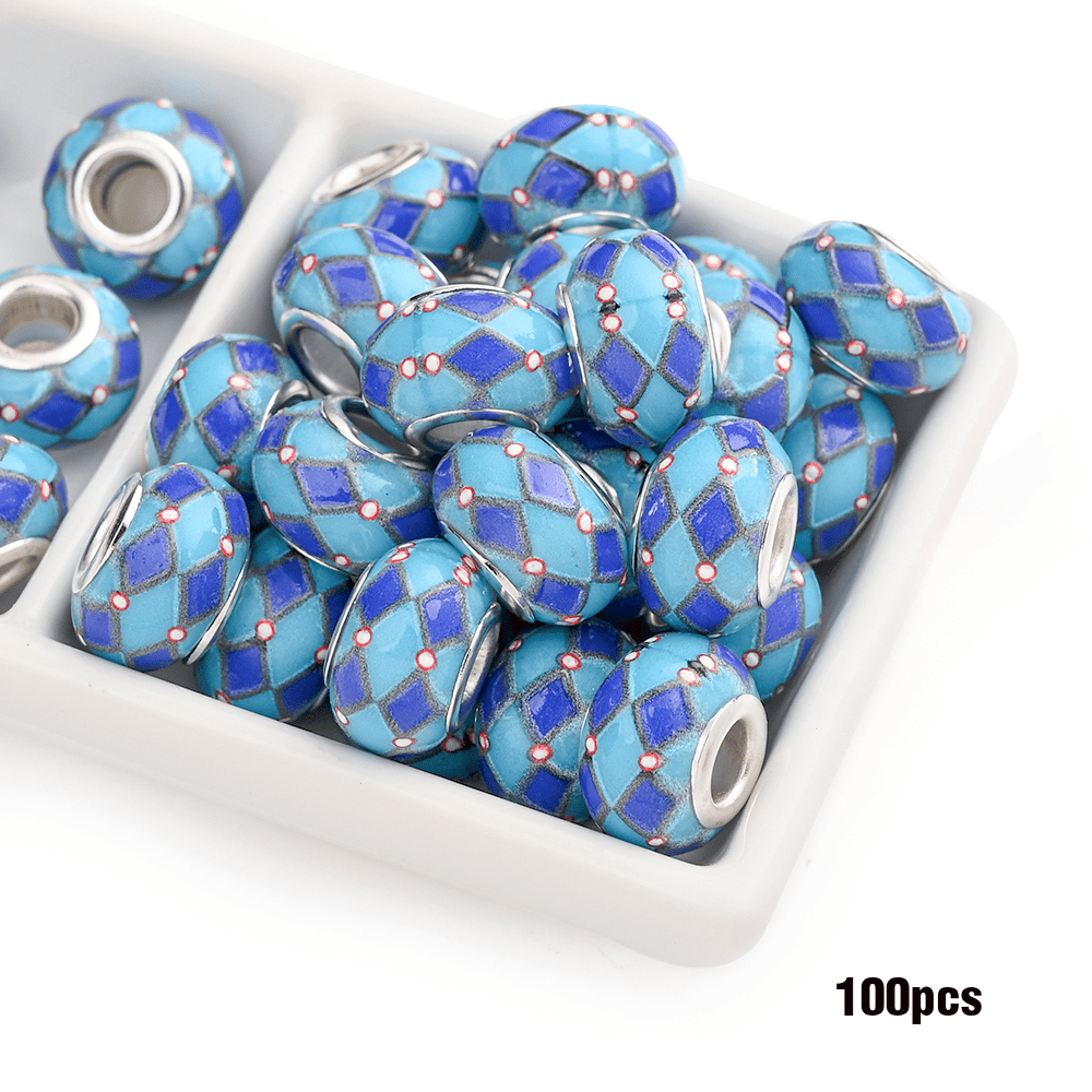 Jewelry Making Beads - Acrylic Flower 100pcs 14mm Colorful Printed Flat Round Large Hole for - product detail view 19
