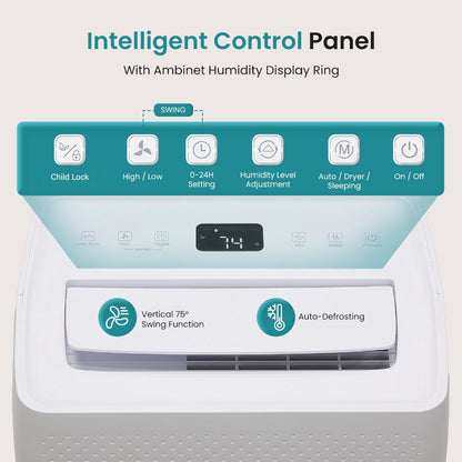 Dehumidifier for Basement 50 Pint 5500 Sq Ft with Drain Hose, Portable Home Dehumidifier for Large Room Bedroom Bathroom