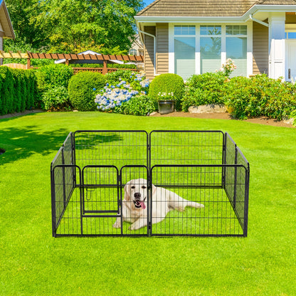 Metal Dog Playpen with Door DIY 8 or 16 Panel Foldable Pet Pen for Small Medium Large Dogs Puppies Easy Assemble Indoor Outdoor Use 24 32 40