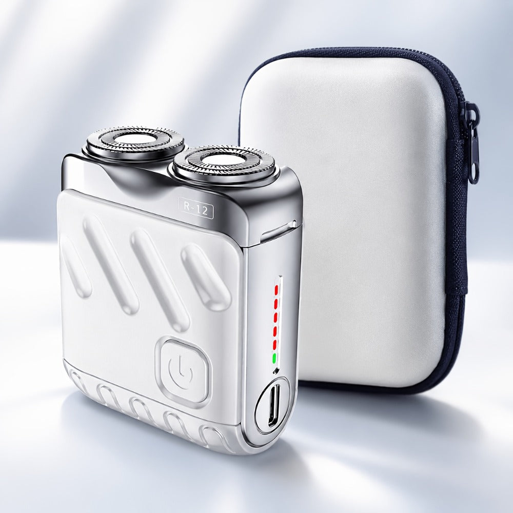 Mini Double-Head Electric Shaver with Travel Case in White, Orange or Black and 2.5-Inch Height