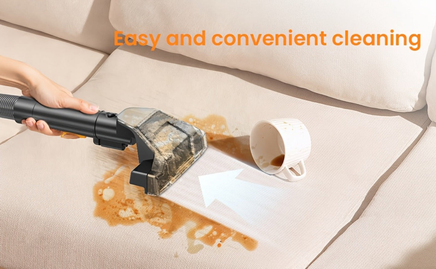 Portable Spot Cleaner for Carpet & Upholstery, Dual Brush Power Suction Stain Remover with Multifunctional Tools