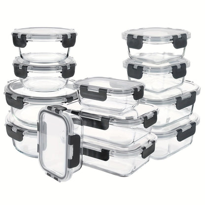 Glass Food Storage Containers with Airtight Lids – Borosilicate Glass Meal Prep Containers Set, Microwave Dishwasher Freezer Safe