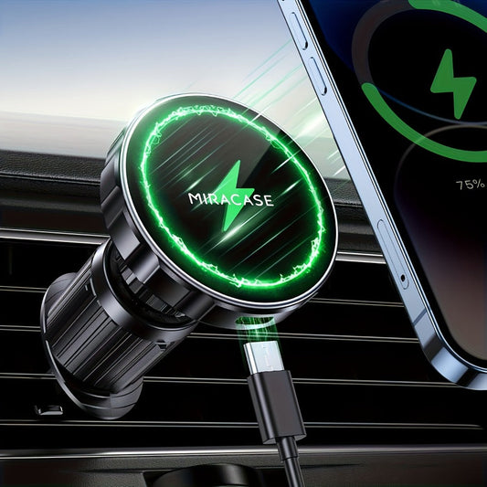 15W Magnetic Wireless Car Charger – Air Vent Mount with N52 Strong Magnet, Fast Charging for iPhone 17 Pro Max / 16 / 15 / 14 / 13 / 12