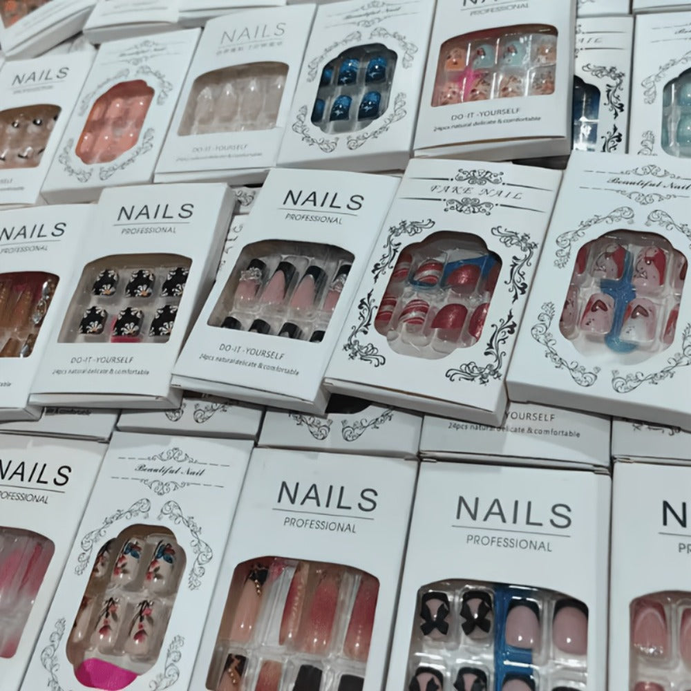 Press On Nails 576-Piece Full-Cover Assorted Glossy Variety Set with Styles for Parties and Daily Wear