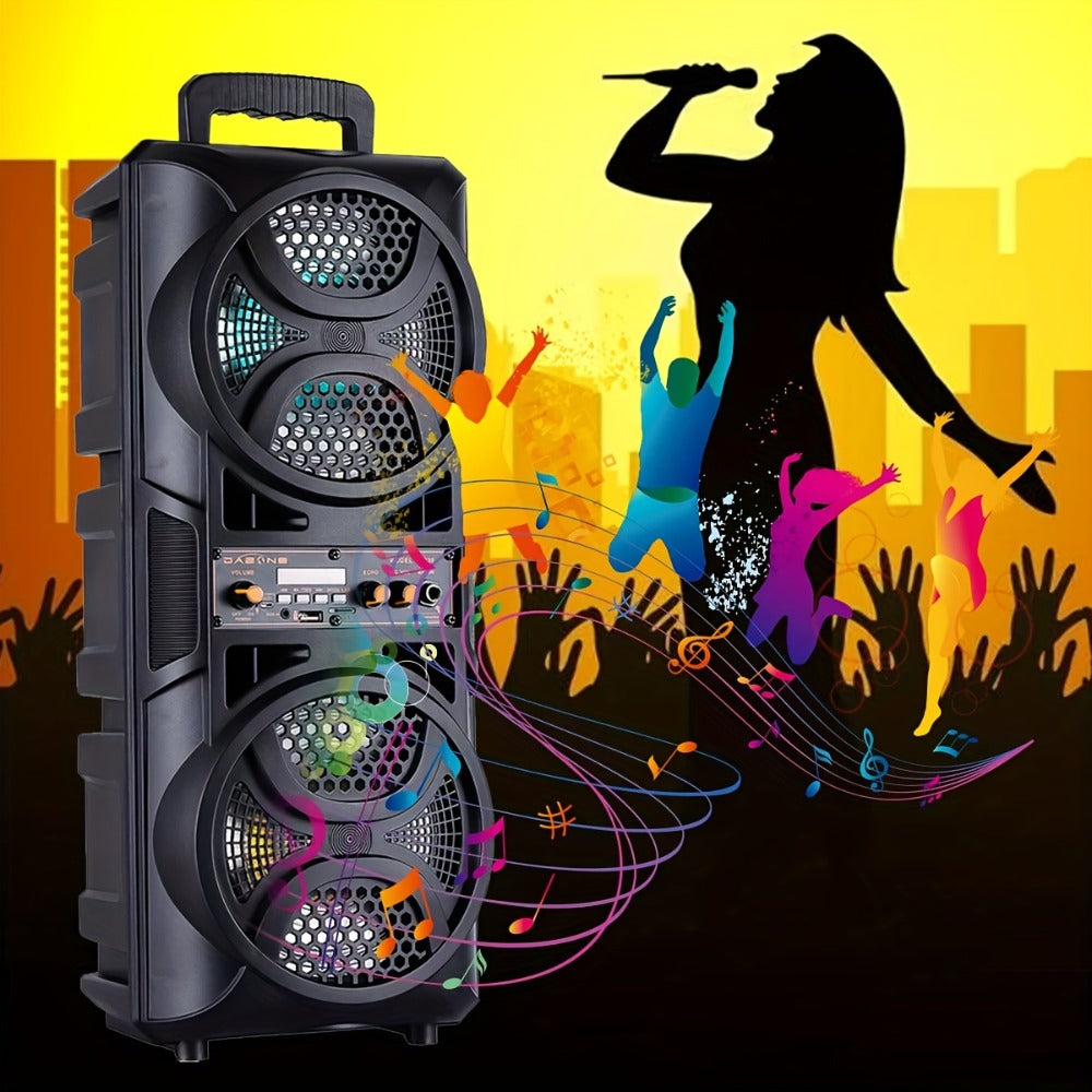 Portable PA Speaker Dual 6.5-Inch RGB Karaoke System with TWS, USB, AUX, FM and Remote Control