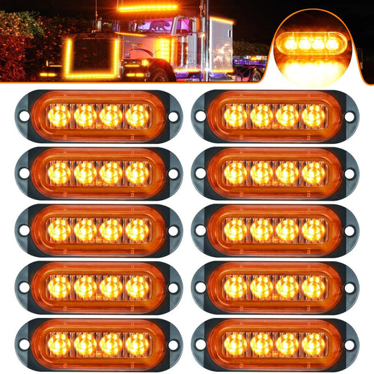 LED Side Marker Indicator Lamps 10pcs, 12V-24V 10-LED ABS Clearance Lights for Car Truck Trailer, Plug-and-Play Side Indicator Light Kit
