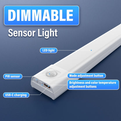 Motion Sensor LED Cabinet Light 4 Pack USB Powered – 3 Color Modes, Wireless Under Cabinet Lighting Bar