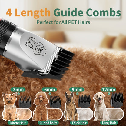 Pet Hair Clipper Cordless Adjustable Comb – Silent Low Noise Rechargeable Electric Dog Cat Grooming Scissors Set, Multiple Style Options