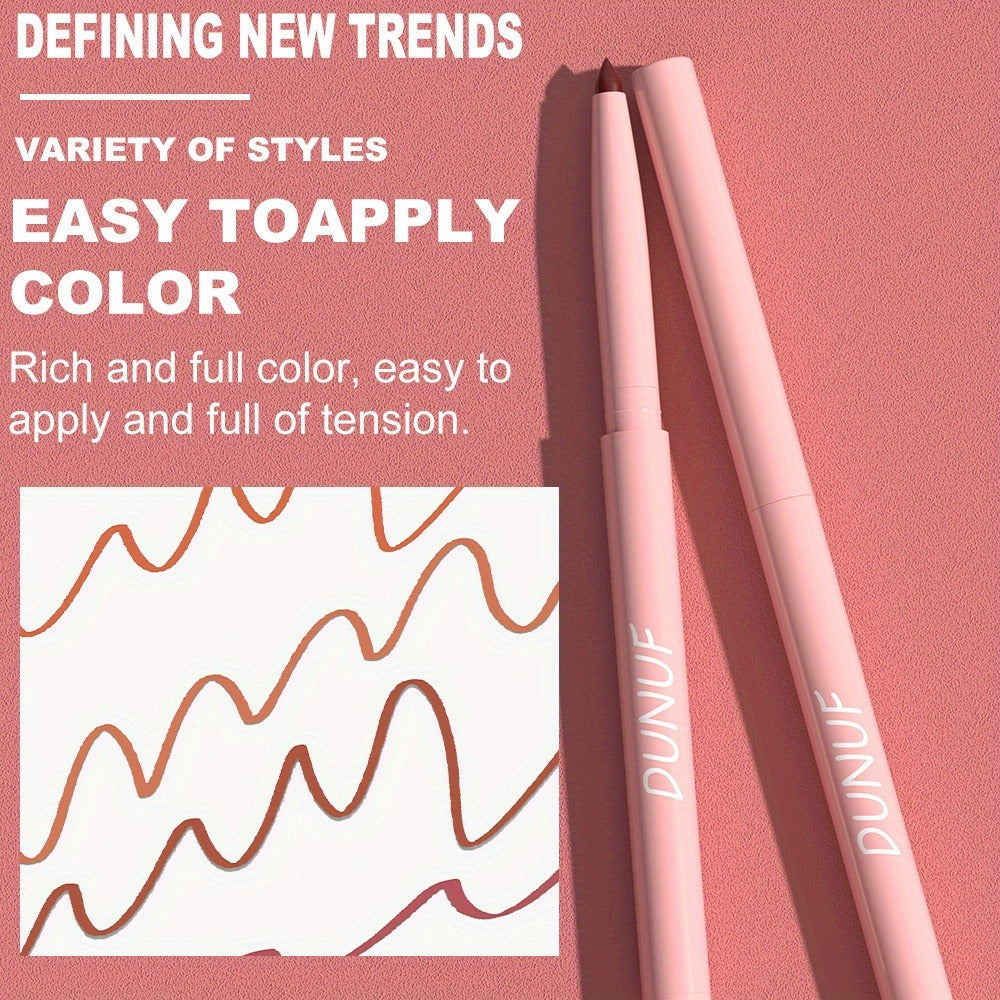 Waterproof Lip Liner Set 12 Pcs 2-in-1 Matte Lipstick Pencil Long Lasting Rich Pigment Smooth Glide Lip Color Kit Nude to Bold Shades