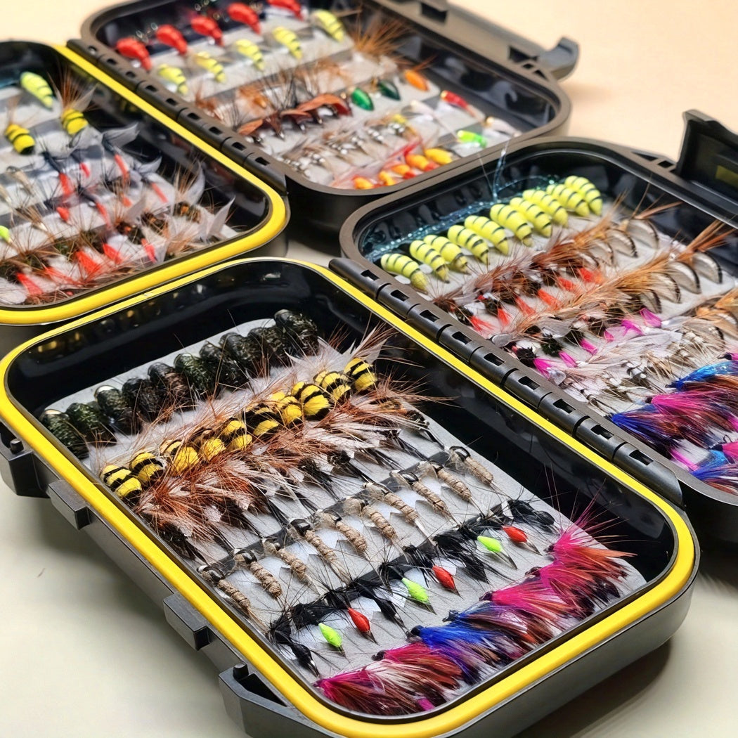Fly Fishing Flies Kit Hand-Tied Assortment – Dry Flies, Wet Flies, Nymphs & Streamers for Trout, Bass, Salmon | Freshwater & Saltwater |