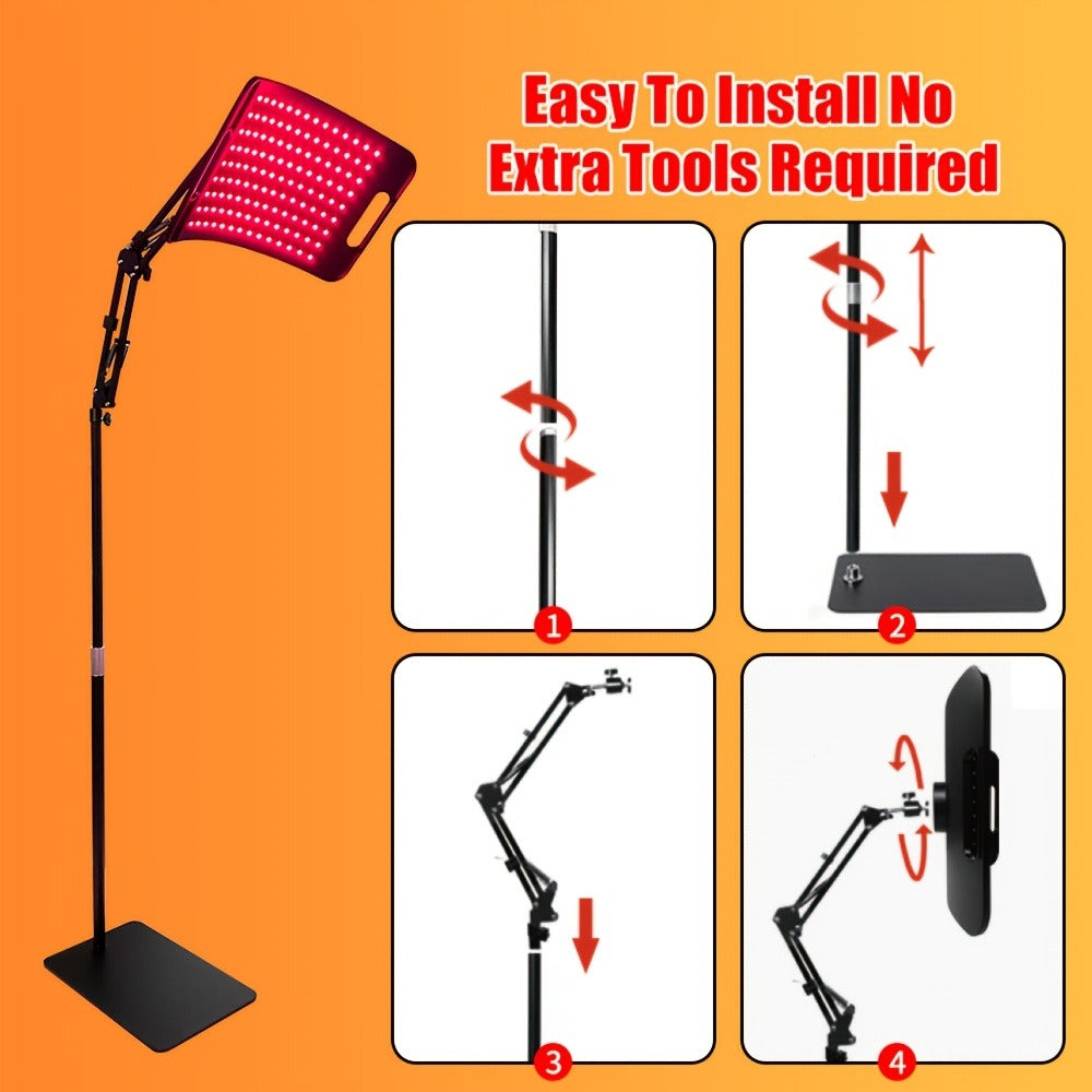 104-LED Red and Near-Infrared Light Panel with 15 x 8.6-Inch Silicone Face, Floor Stand and Articulating Arm