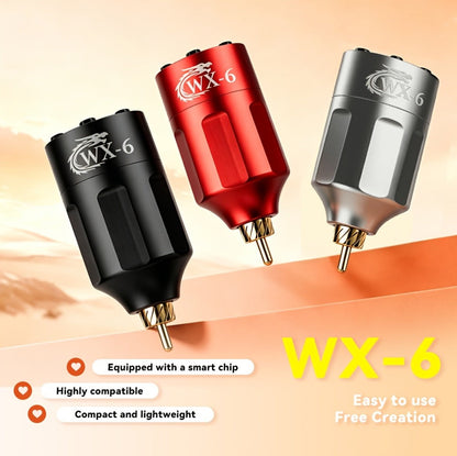 WX-6 Rechargeable Tattoo Power Supply with LED Display and Four RCA or DC Color Configurations