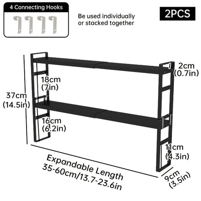 Narrow Shelf Organizer for Kitchen Bathroom Windowsill, Slim Adjustable Stackable Rack for Small Spaces