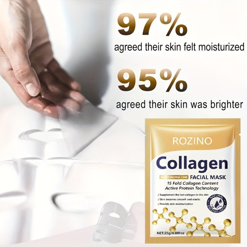 Bio-Collagen Powerful Moisturizing Face Mask Set 20pcs | Deep Hydration Anti-Aging Skincare for Dry Dull Sagging Skin | Facial Masks for Men