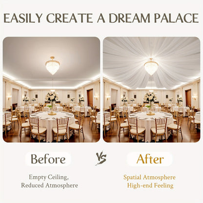 6-Pack Chiffon Ceiling Drapes for Wedding 63x118in – Sheer Polyester Backdrop Curtains with Rod Pockets for Wedding Arch, Party Stage