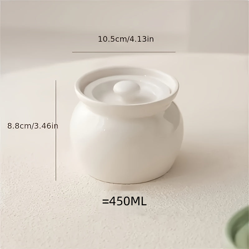Ceramic Steam Stewing Pot - Water-Separated Clay Pot for Soups, Stews & Slow Cooking, Household Steaming Pot with Lid for One Person
