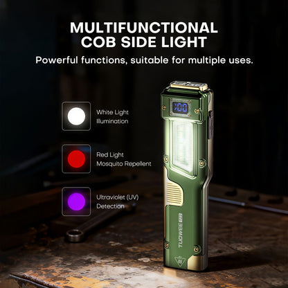 EDC Flat Tactical Torch - 3-in-1 White LED, Red Alert & UV Light Combo for Entryways, Bedrooms and Living Spaces