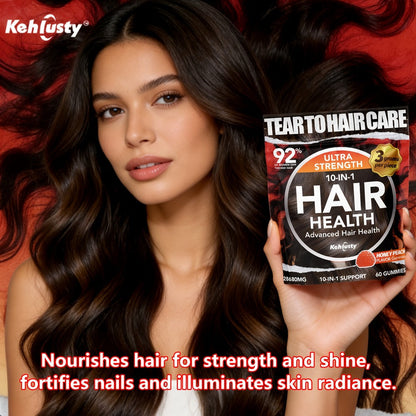Biotin Gummies for Hair Growth & Thickness, 10-in-1 Formula with Vitamin C, Collagen, Zinc, Supports Hair