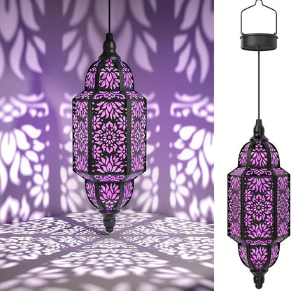 Solar Lanterns Outdoor 2 Pack Moroccan Cut-Out Design Garden Pathway Patio Lantern Lights Gold Purple White Copper