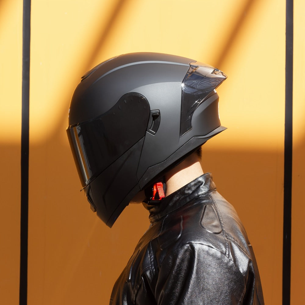 Modular Motorcycle Helmet Flip-Up Full Face – Dual Visor (Clear + Sun Visor), DOT-Style Flip Up Helmet for Men & Women