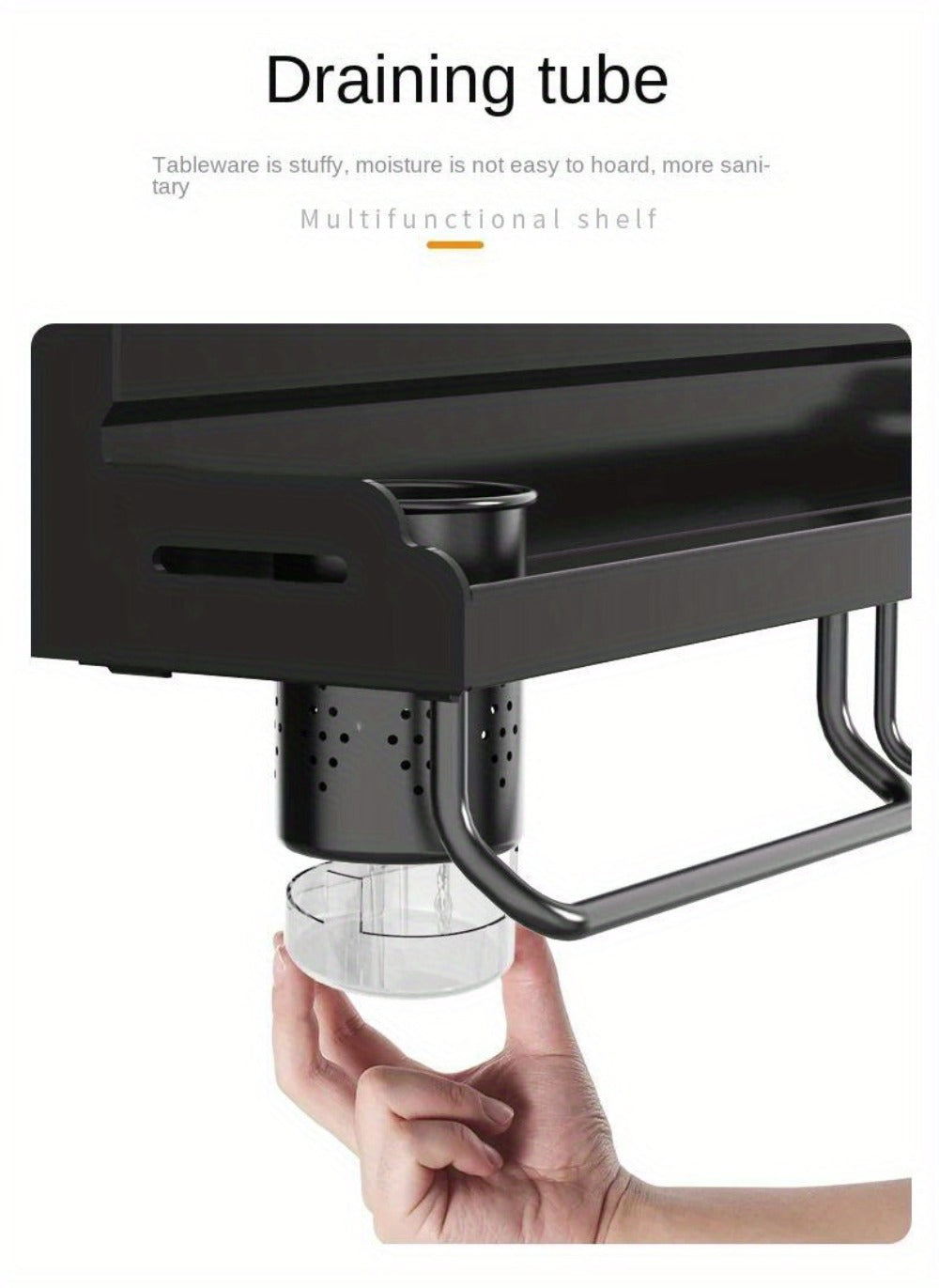 Wall-Mounted Kitchen Organizer with Two Storage Tiers, Knife Slots, Chopstick Cup and Towel Bar