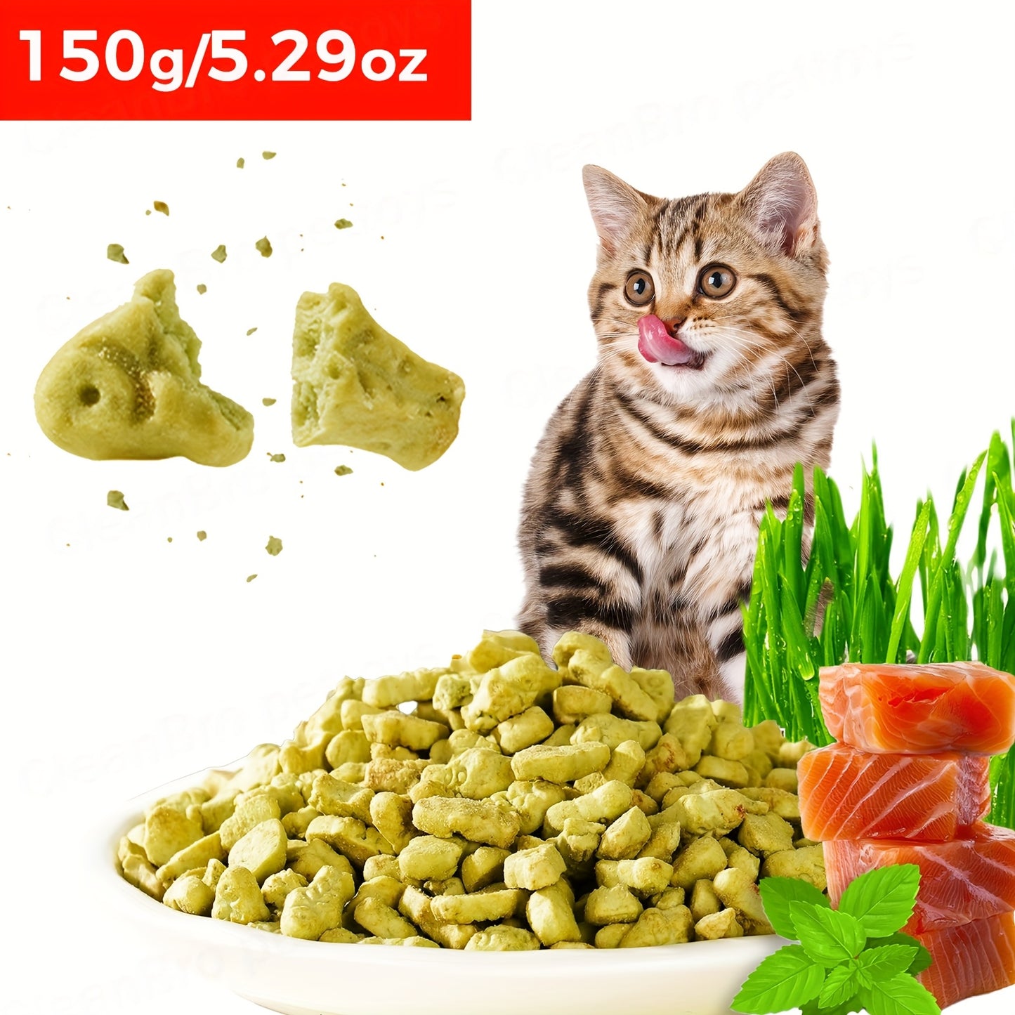 Catnip Cat Treats 150g – Catnip Cookie & Catgrass Molar Stick, Dried Fish Snack for Cats, Teeth Cleaning Dental Chew
