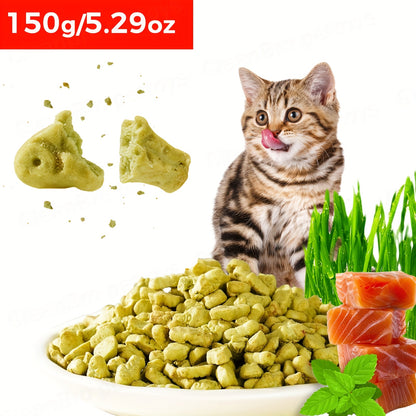 Catnip Cat Treats 150g – Catnip Cookie & Catgrass Molar Stick, Dried Fish Snack for Cats, Teeth Cleaning Dental Chew