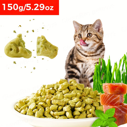 150 g Catnip and Cat-Grass Cookie Treats with Shaped Pieces and Pictured Ingredient Panel Pictured