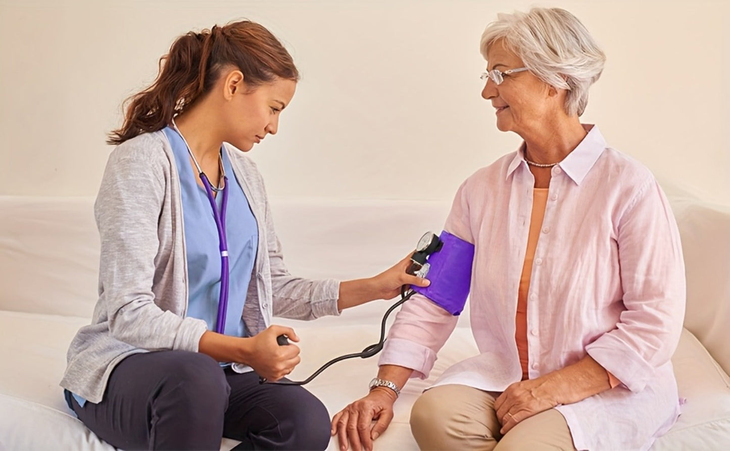 Blood Pressure Monitor Manual Aneroid Set, Upper-Arm Nylon Cuff with Dial Gauge, Stethoscope and Case