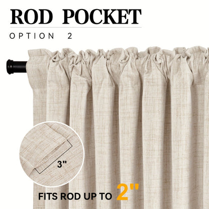 100% Blackout Curtains 4 Panels Faux Linen Textured Thermal Insulated Drapes – Room Darkening Window Curtains for Living Room Bedroom
