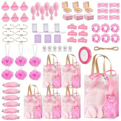 Party Favor Gift Set 74pcs, Headbands, Hair Brushes, Bracelets, Mirrors, Powder Puffs, Hair Ties
