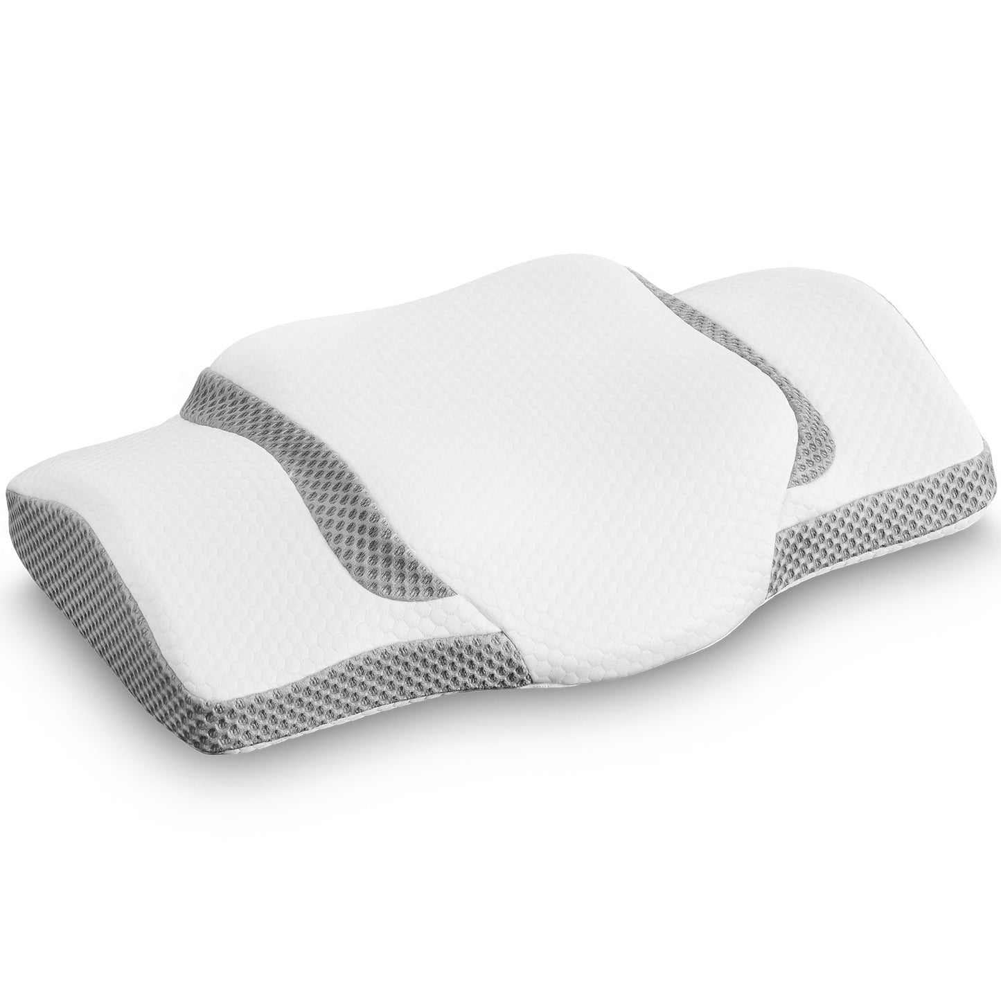 Memory Foam Cervical Pillow Contour Neck Support Orthopedic Bed Pillow for Side Back Stomach Sleepers with Cooling Pillowcase Queen King