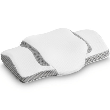 Memory Foam Cervical Pillow Contour Neck Support Orthopedic Bed Pillow for Side Back Stomach Sleepers with Cooling Pillowcase Queen King