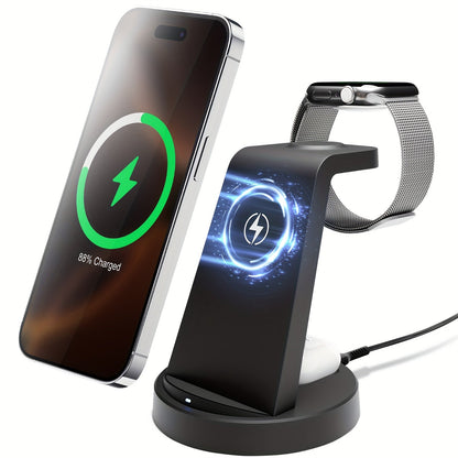Wireless Charging Station, 3-in-1 Multi-Style Dock for iPhone, Samsung Galaxy, Apple Watch and AirPods