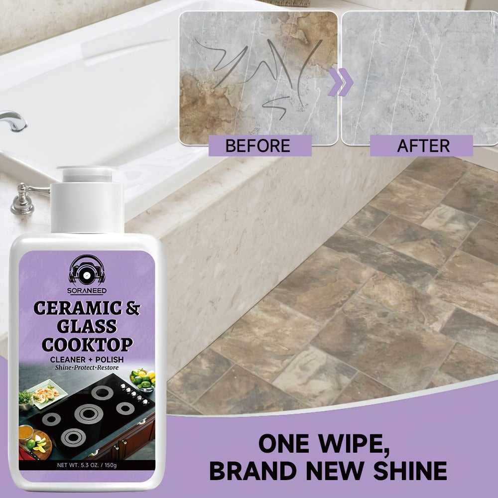 Ceramic Stovetop Cleaner Cream, Glass Stove Top Cleaning Paste, Removes Burnt-On Grease & Stains