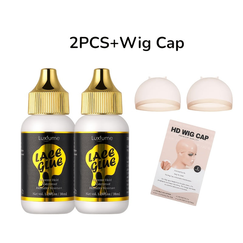Lace Glue for Wigs Invisible Bonding Adhesive Extreme Hold Fast Drying Lace Front Wig Glue for Daily Wear Styling 2pcs Set