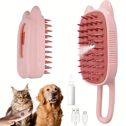 Cat Grooming Steam Brush – Self-Cleaning 4-in-1 Pet Brush with Spray for Cats & Dogs Shedding Grooming Control Deshedding Tool