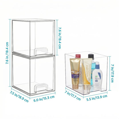 Clear Stackable Desk Drawer Organizer Trays in 2- or 4-Pack Wide Configurations, Approx. 30.7 x 19 x 8.8 cm