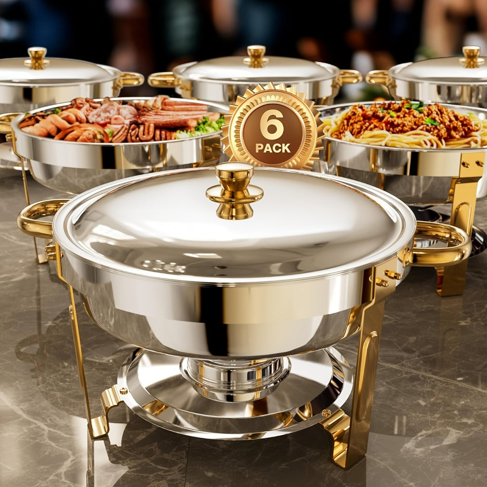 Chafing Dish Buffet Set Stainless Steel Food Warmer 6QT Round Chafer for Catering Events Parties Weddings Banquets