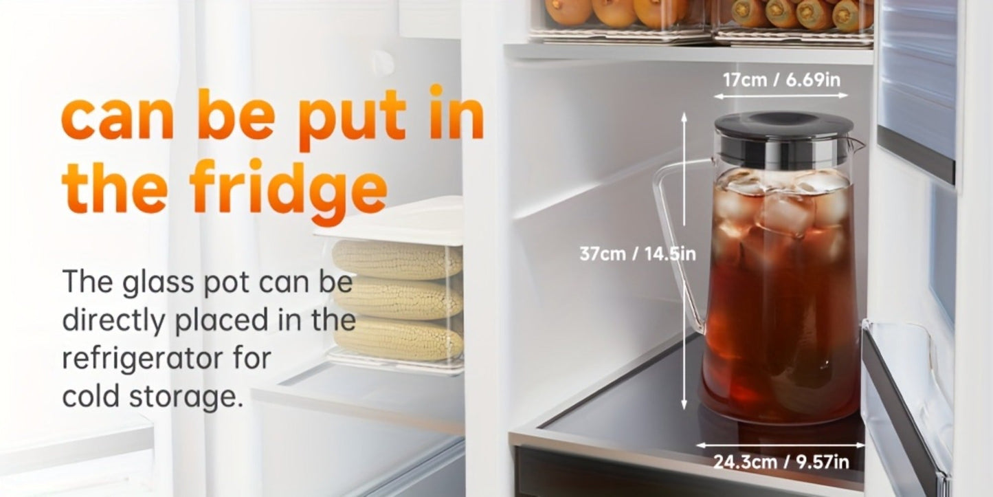 Iced Tea & Coffee Maker 3 QT Pitcher with Reusable Filter Basket, Adjustable Brew Strength, Cold Brew Machine for Iced Tea