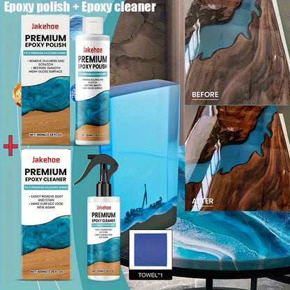 Epoxy Resin Polish & Cleaner 2pcs – Scratch Remover, High Gloss Restorer for Epoxy Surfaces