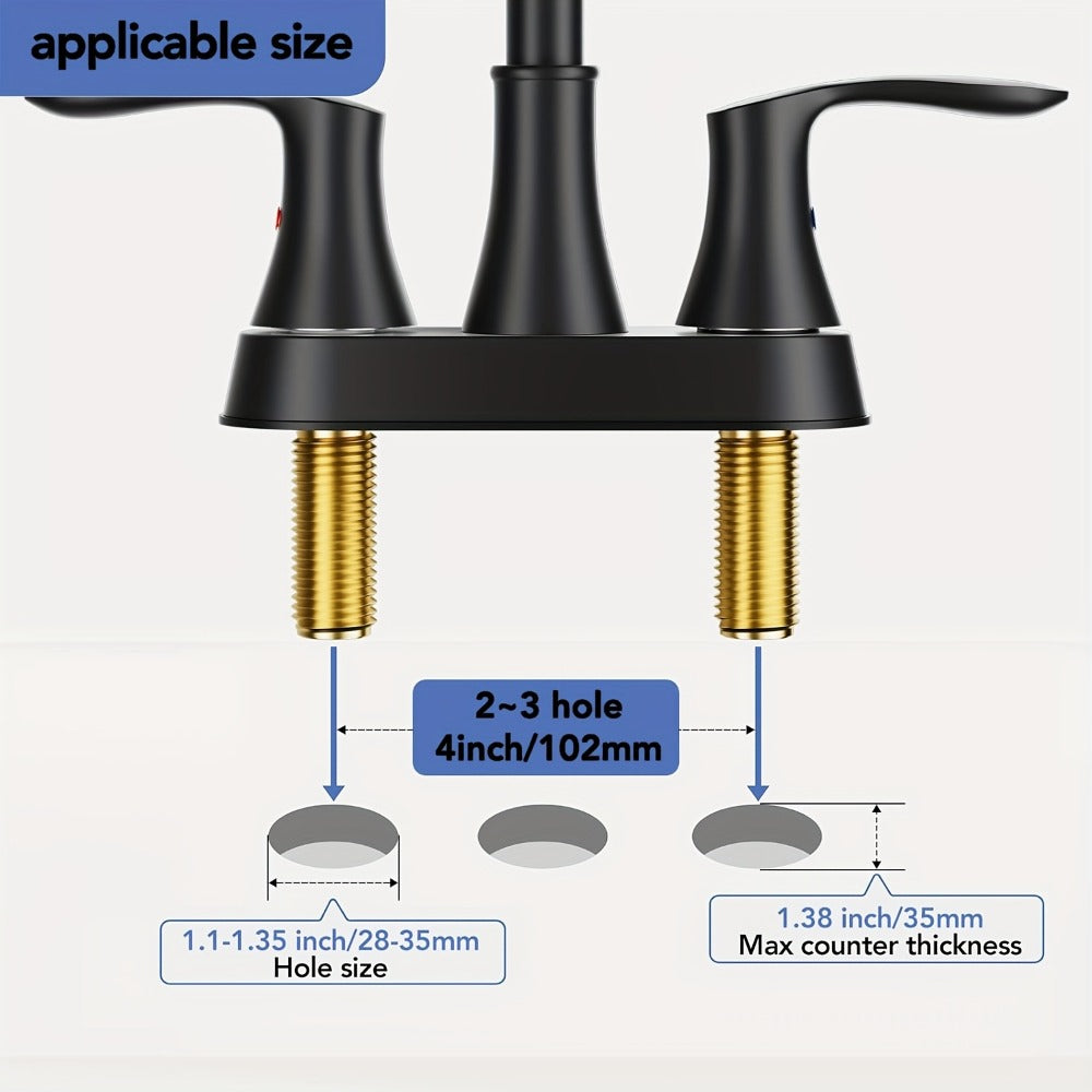Centerset Bathroom Faucet 2 Handle 4 Inch – Dual Handle Vanity Sink Faucet with Pop-Up Drain & Supply Lines
