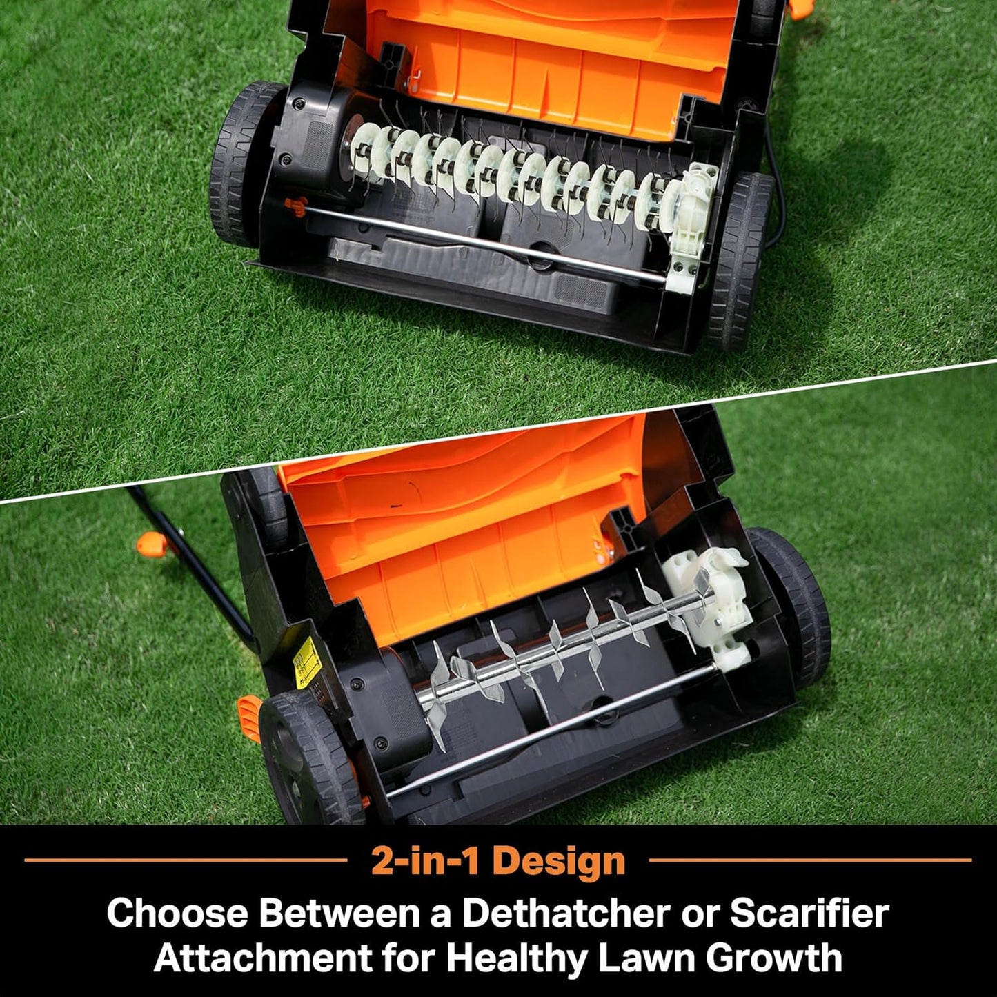 Electric Lawn Scarifier & Dethatcher 13" 12AMP 2-in-1 Aerator, 3400RPM Motor, 19 Cutting Positions