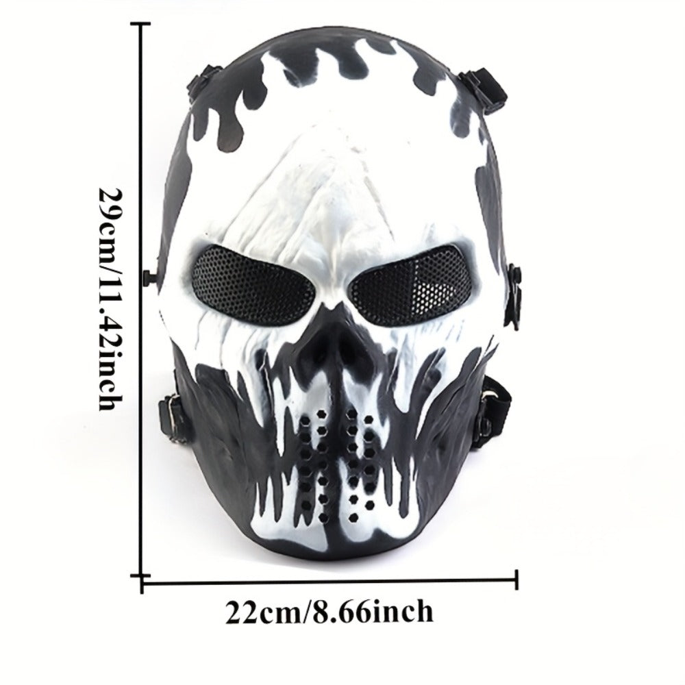 Skeleton Mask Halloween Costume Polyester Black White Camouflage Design for Adults Ages 18+