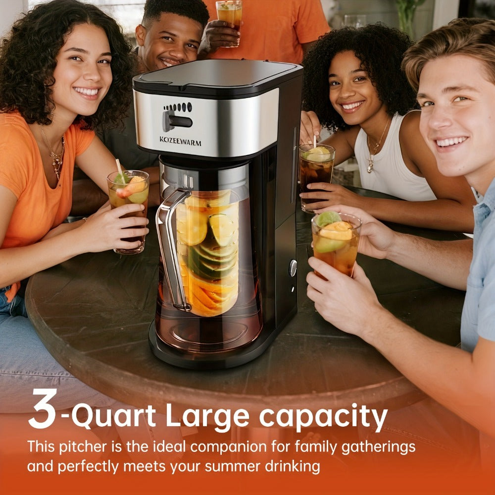 Iced Tea & Coffee Maker 3 QT Pitcher with Reusable Filter Basket, Adjustable Brew Strength, Cold Brew Machine for Iced Tea
